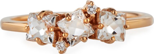 KALAN by Suzanne Kalan 14k Rose Gold Topaz & Diamond Ring, Size 6.5