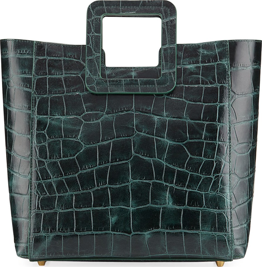 Staud Shirley Crocodile-Embossed Tote Bag