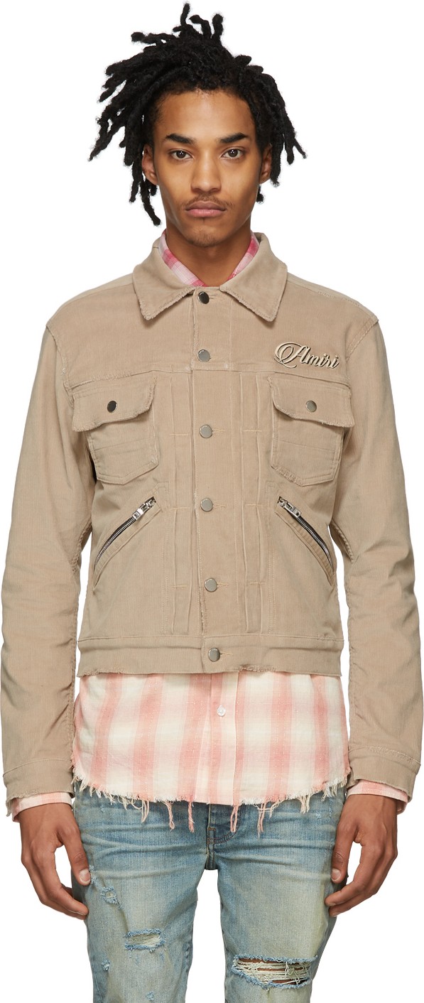 Amiri Beige Corduroy Embroidered Jacket