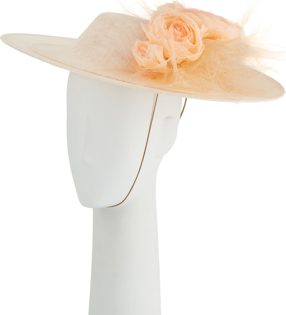 Philip Treacy Overlaid Straw Derby Hat w/ Rosettes