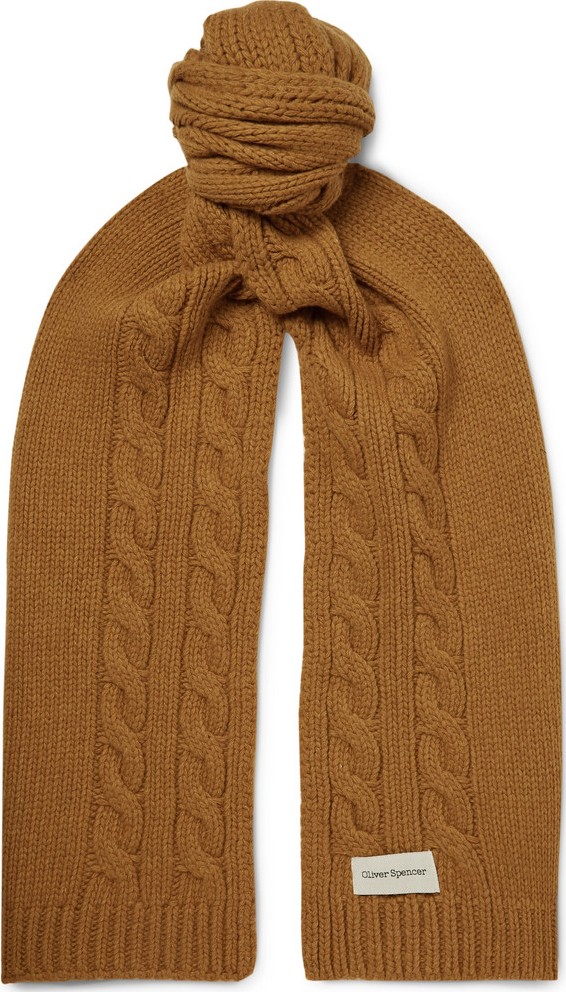 Oliver Spencer Arbury Cable-Knit Mélange Wool Scarf