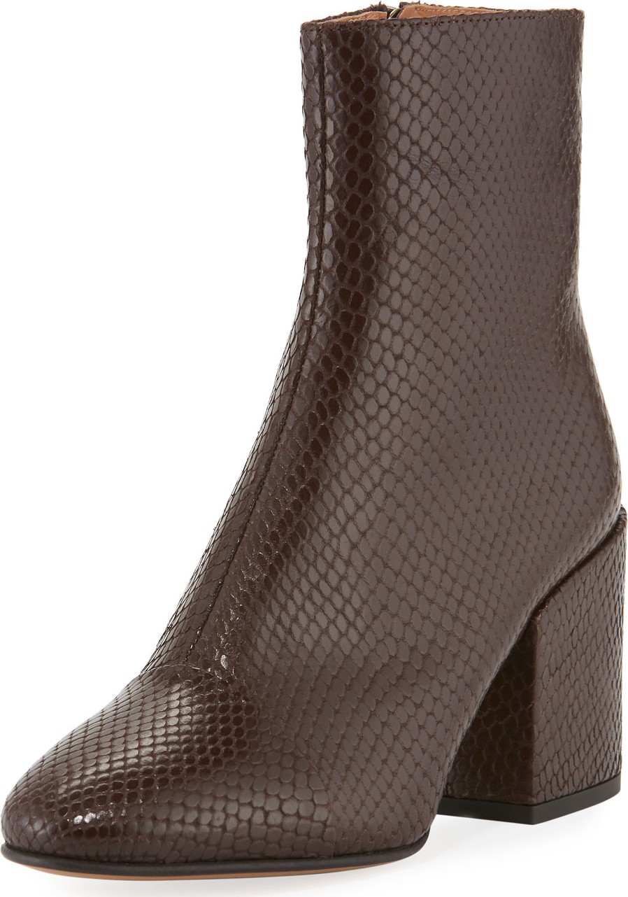 Dries Van Noten Snake-Embossed Leather Booties