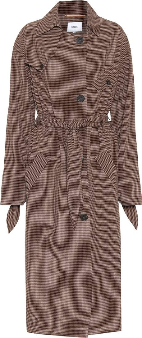 Nanushka Noir checked trench coat
