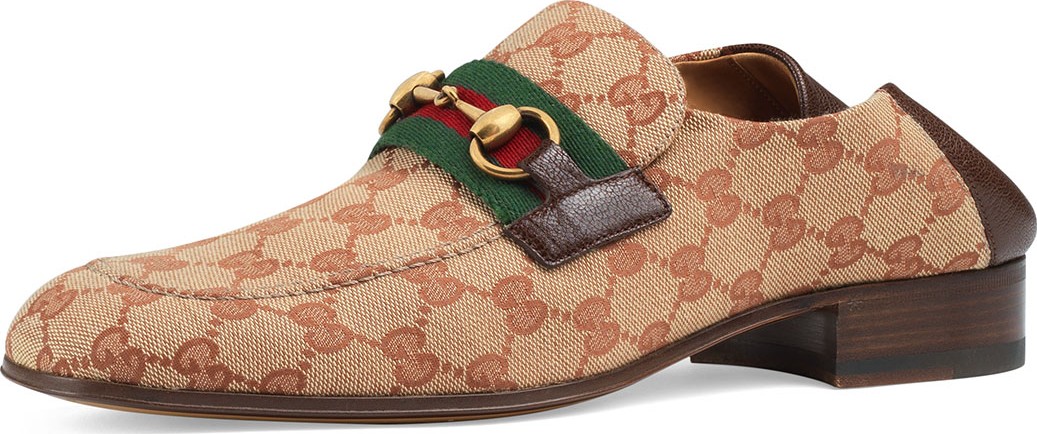 Gucci Men's GG Canvas Horsebit Fold-Down Loafers
