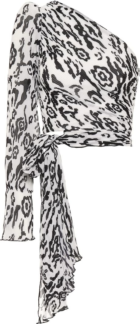 Self Portrait Leopard-print plisse chiffon top
