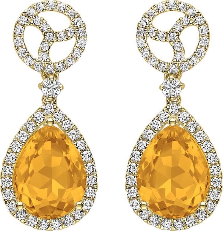 Kiki McDonough Signature 18k Gold Diamond & Citrine Drop Earrings