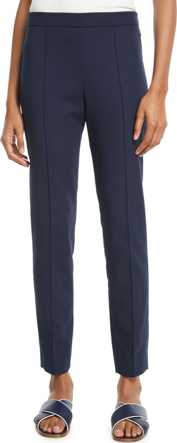 Loro Piana Side-Zip Skinny-Leg Cotton Ankle Pants