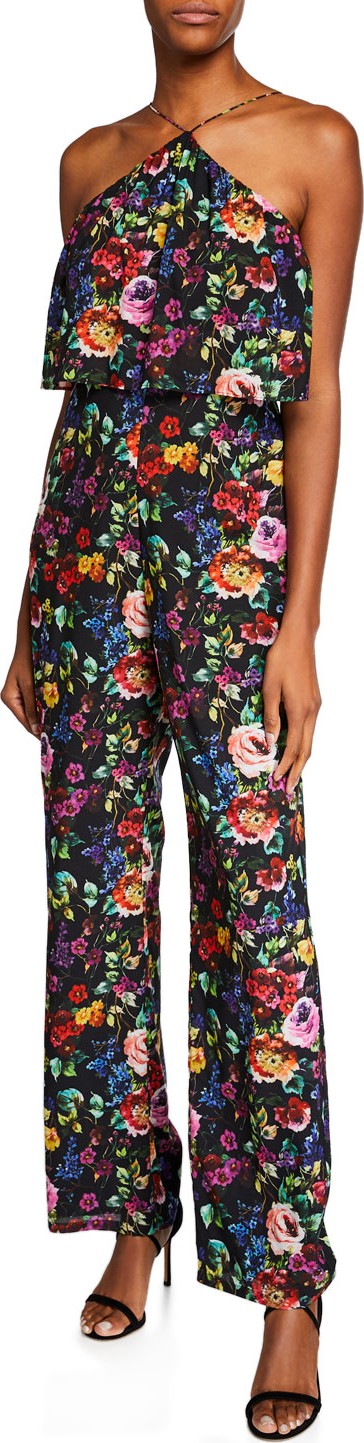 Aidan by Aidan Mattox Floral-Print Halter Jumpsuit