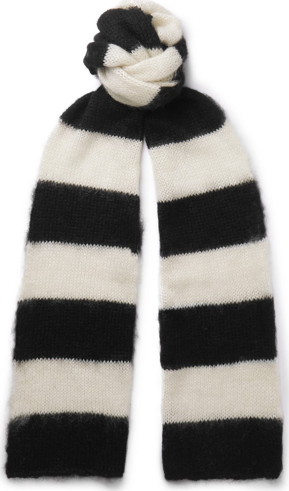 Isabel Benenato Striped Mohair-Blend Scarf