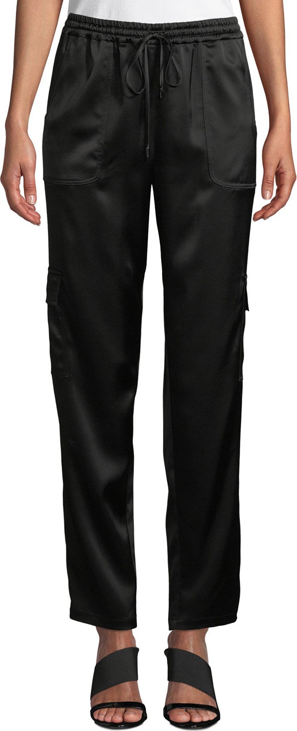 Elie Tahari Zuma Satin Cargo Jogger Pants