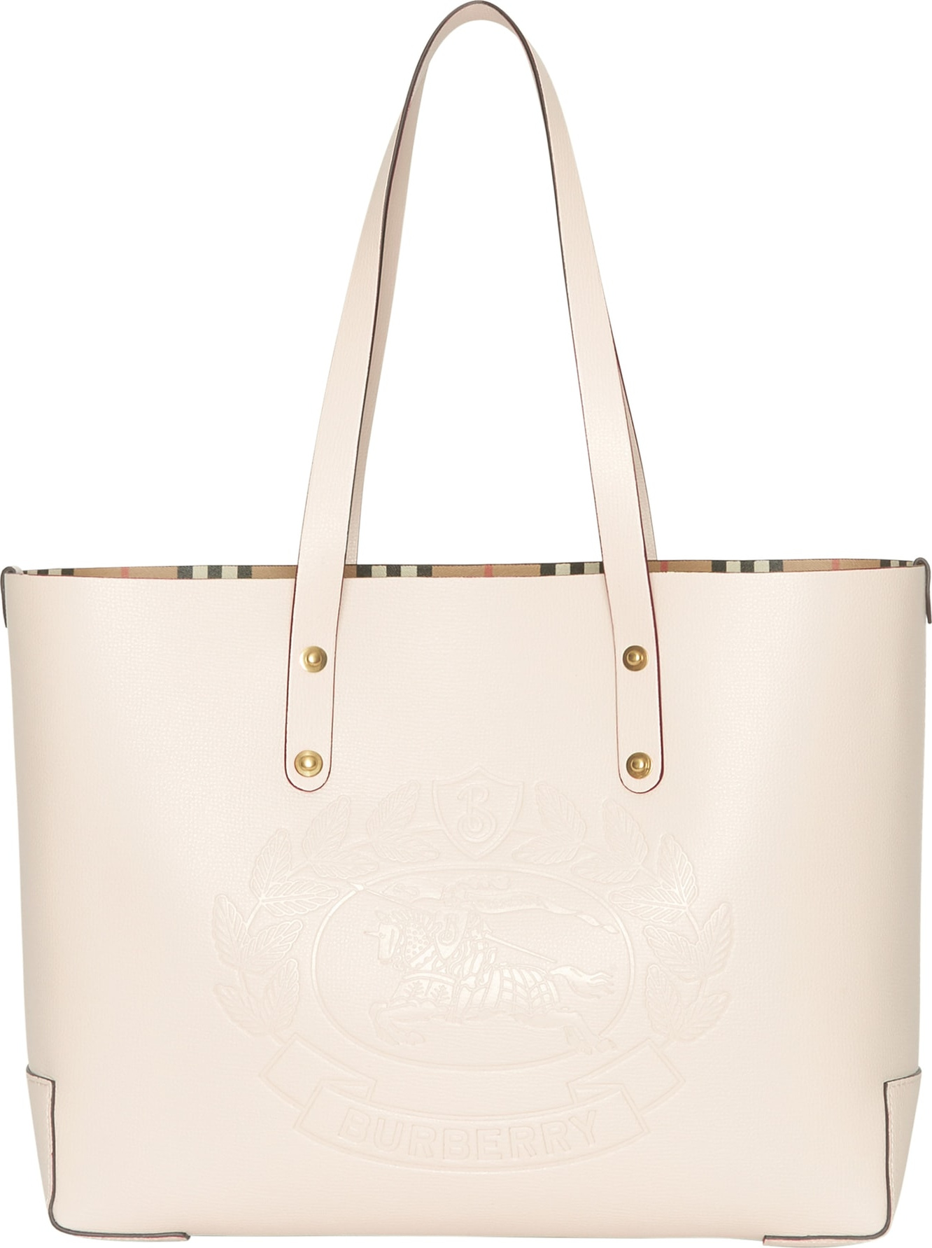 Burberry London England Embossed Crest Small Leather Tote