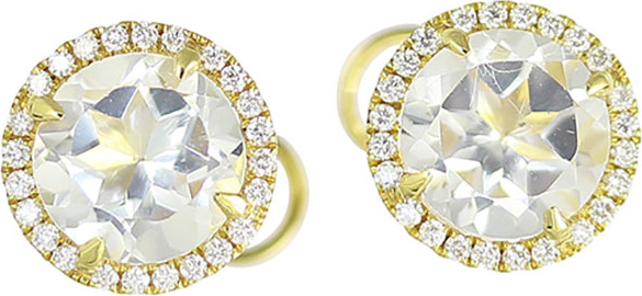 Frederic Sage White Topaz & Diamond Halo Earrings in 18K Gold