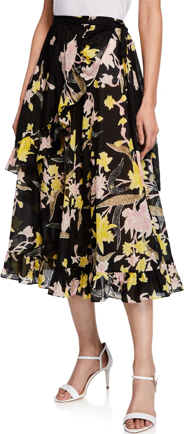 DIANE von FURSTENBERG Rosalia Floral-Print Wrap Midi Skirt