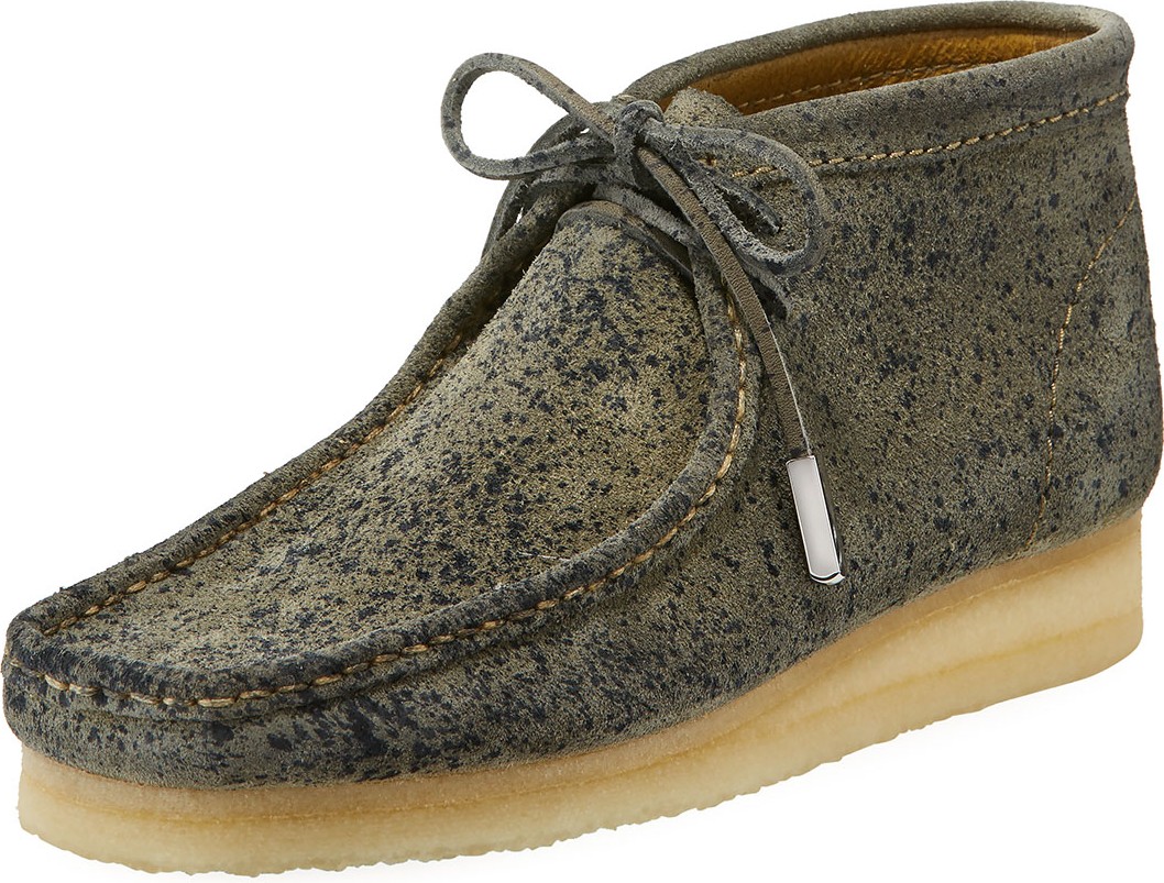 Sycamore Style Men's Suede Wallabee/Moc Chukka Boot, Gray with Black Speckle Print