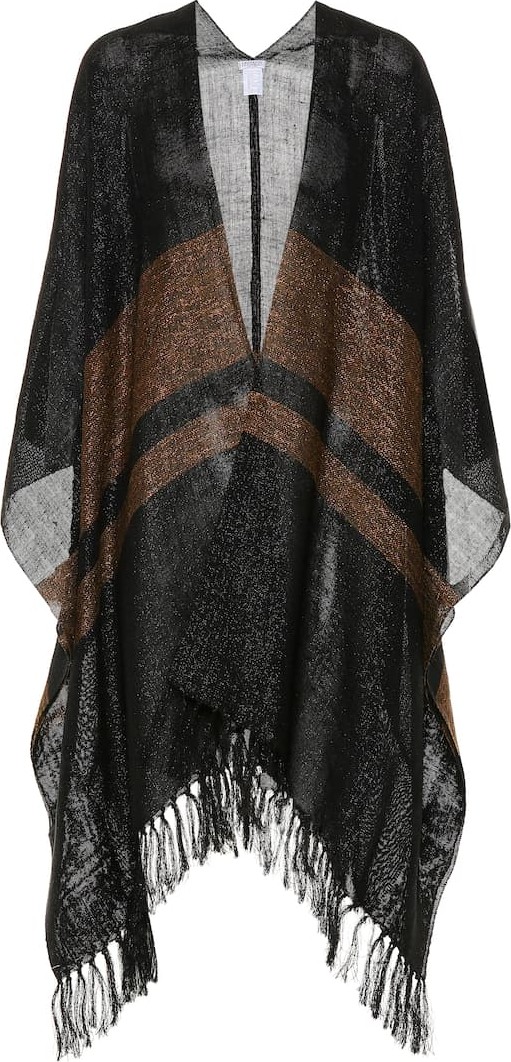 Brunello Cucinelli Striped linen-blend cape
