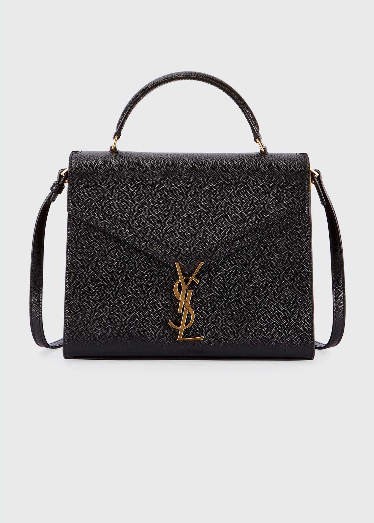 Saint Laurent Cassandra Medium YSL Grain de Poudre Top-Handle Shoulder Bag