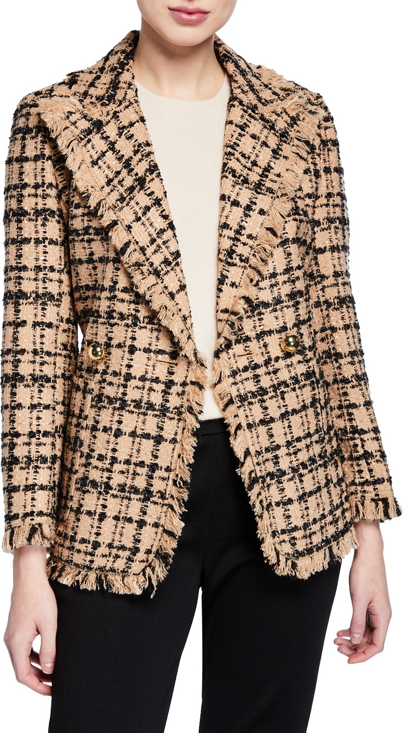 Kate Spade New York bicolor double-breasted tweed blazer