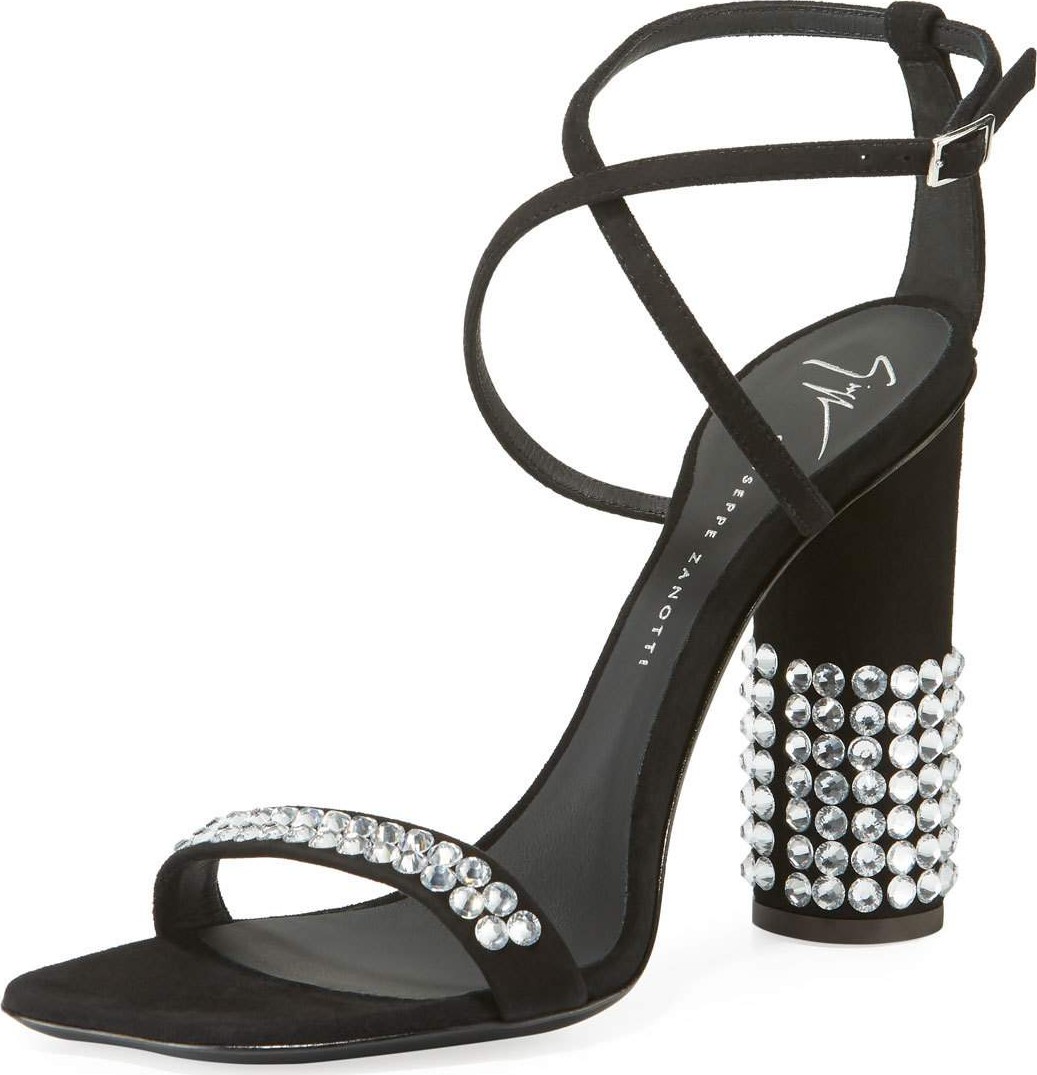 Giuseppe Zanotti Suede Sandals with Crystal Studs