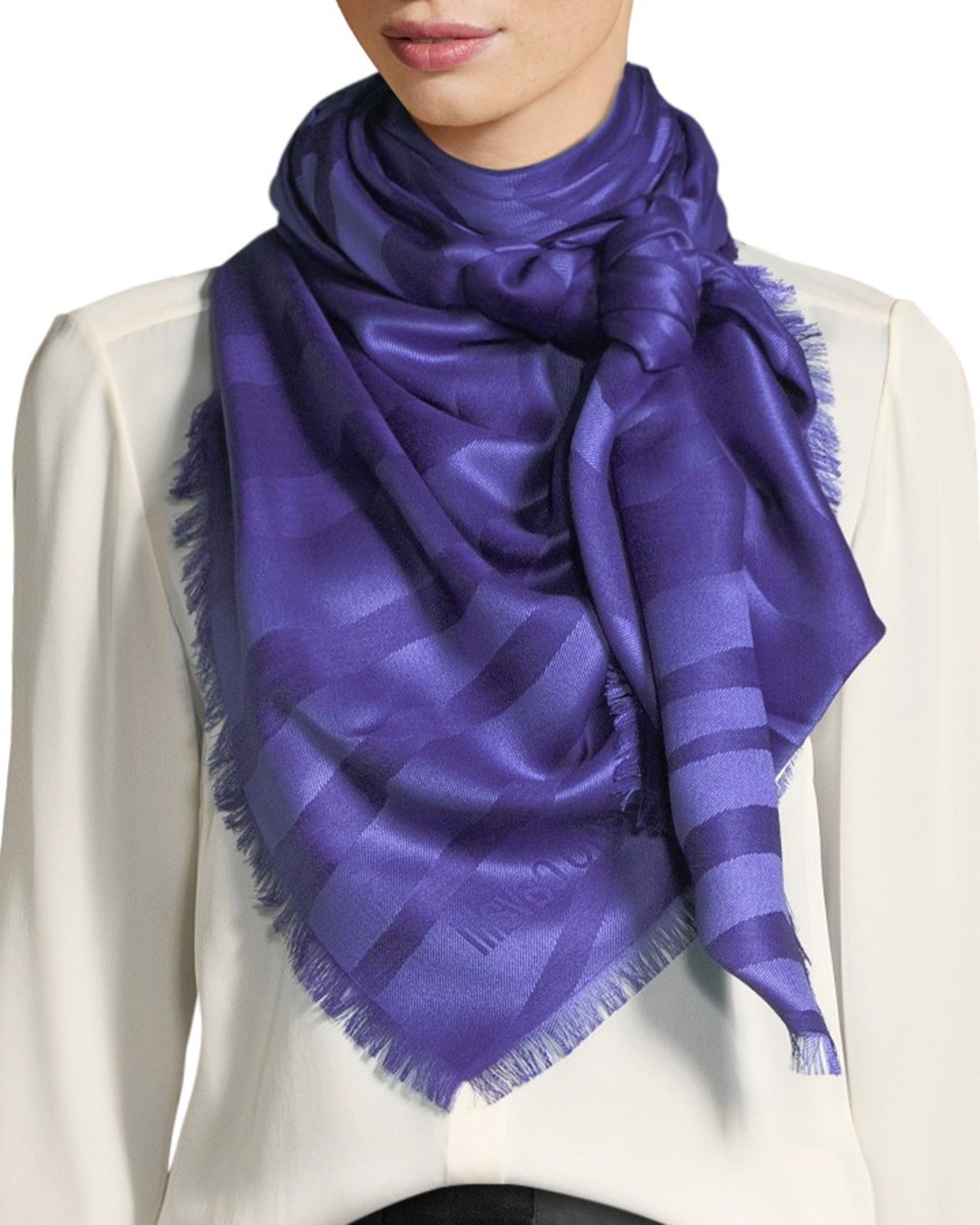 Roberto Cavalli Zebra Jacquard Silk/Wool Scarf