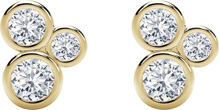 Forevermark Tribute 18k Gold 3-Diamond Bezel Stud Earrings