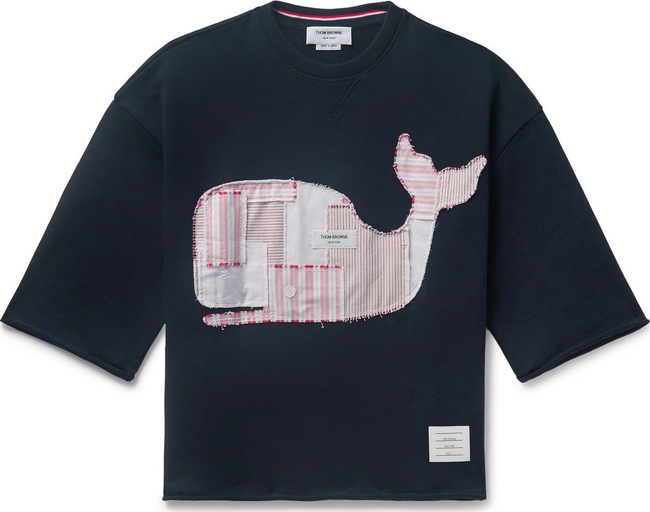 Thom Browne Appliquéd Loopback Cotton-Jersey T-Shirt