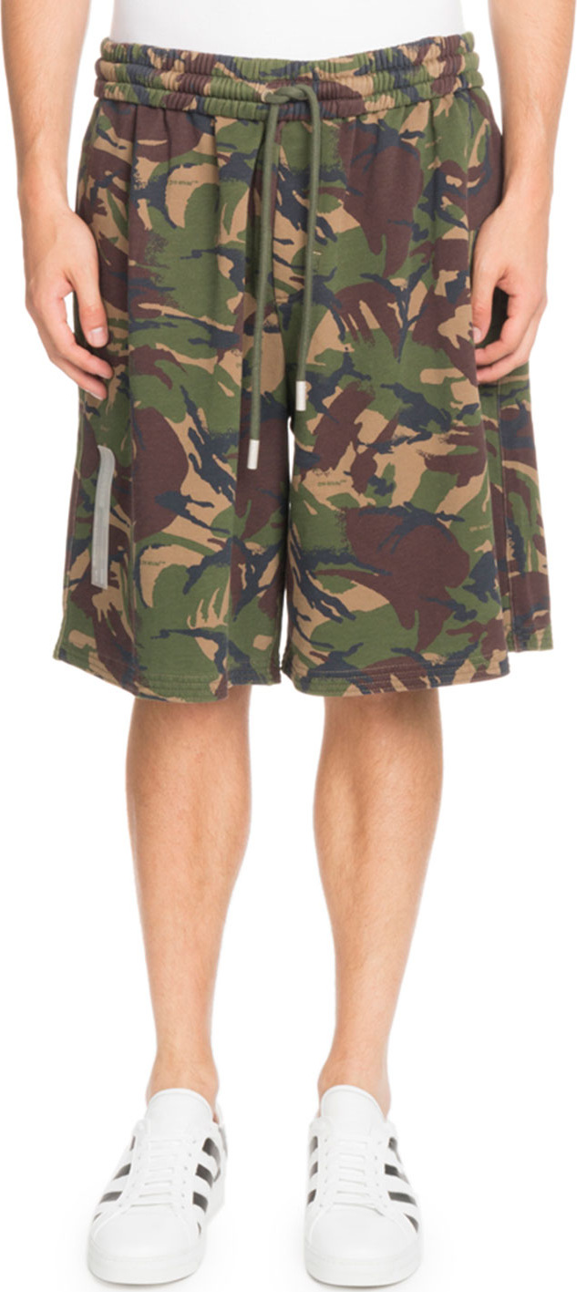 Off White Oversized Camouflage-Print Shorts