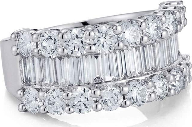Bessa Baguette Diamond Line Ring, Size 6.5