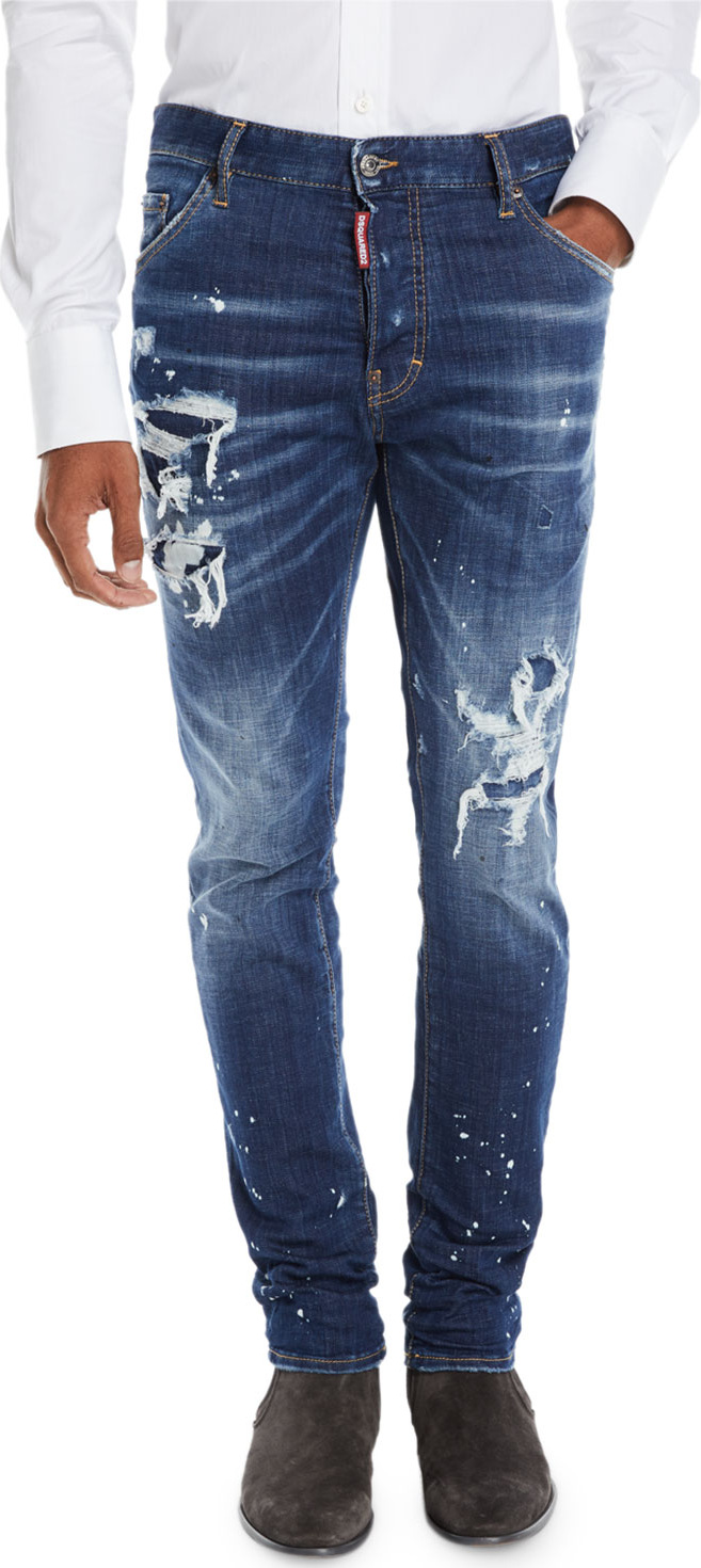 DSQUARED2 Men's Distressed/Bleached 5-Pocket Jeans
