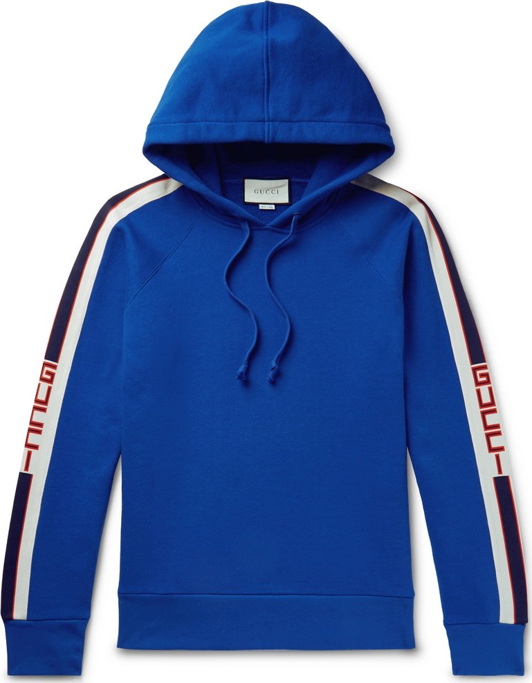 Gucci Webbing-Trimmed Loopback Cotton-Jersey Hoodie