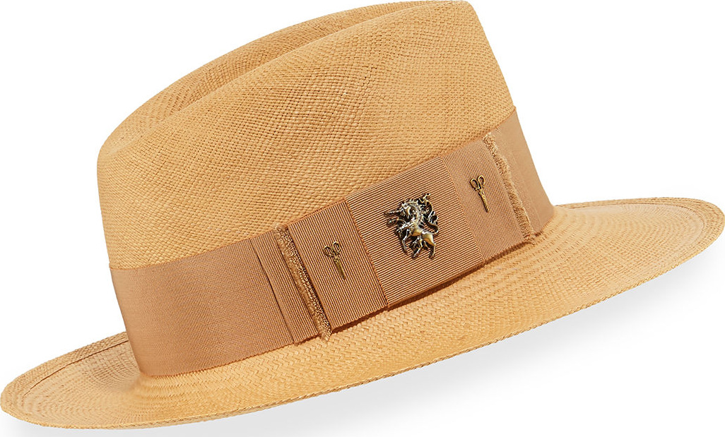 Philip Treacy Raiders Straw Trilby Panama Hat