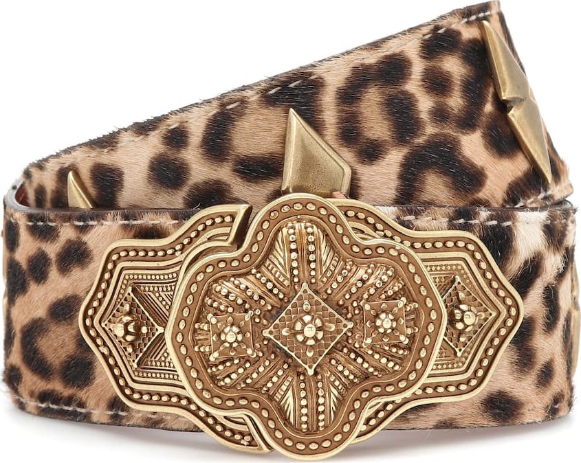 Etro Leopard-printed calf hair belt