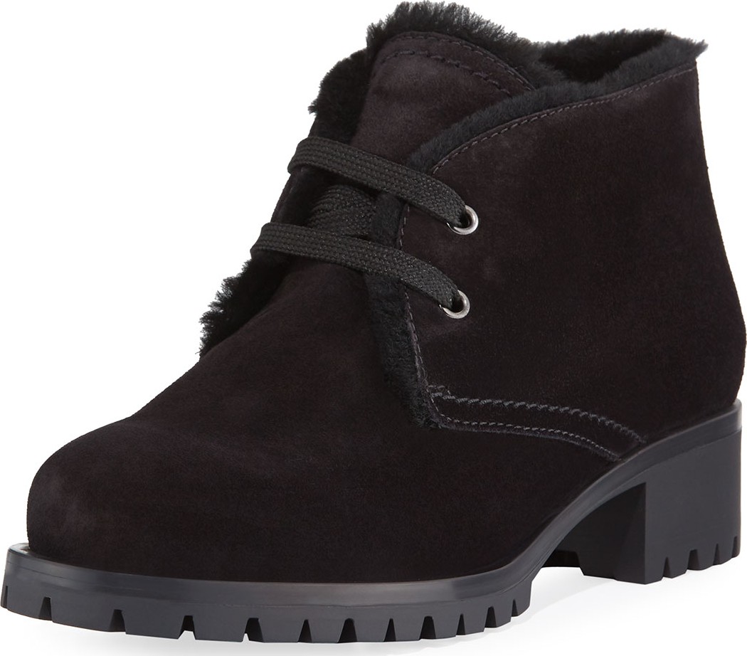 Prada Suede Lace-Up Chukka Bootie