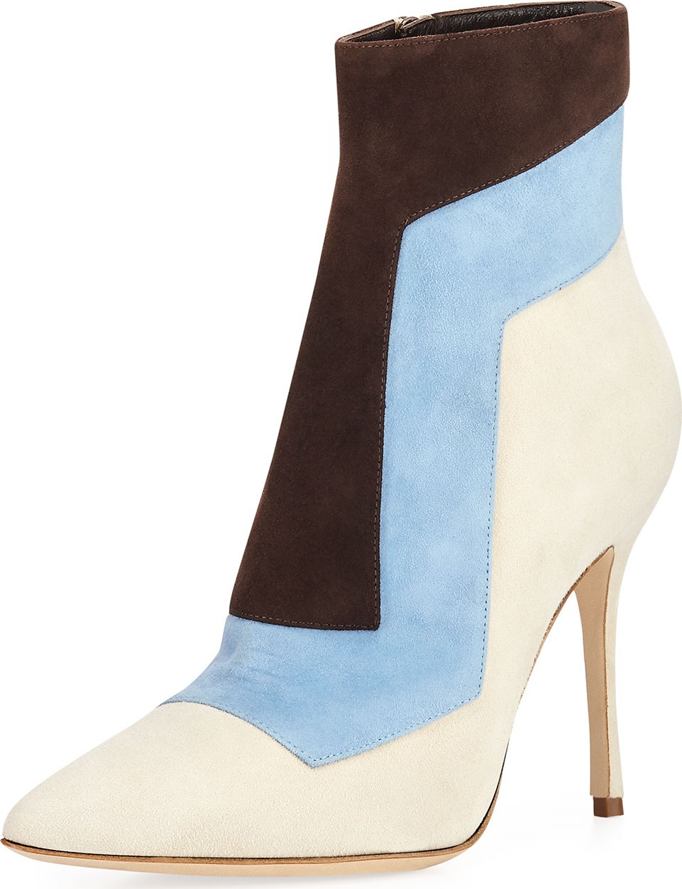 Manolo Blahnik Layevitch Pieced Suede Booties