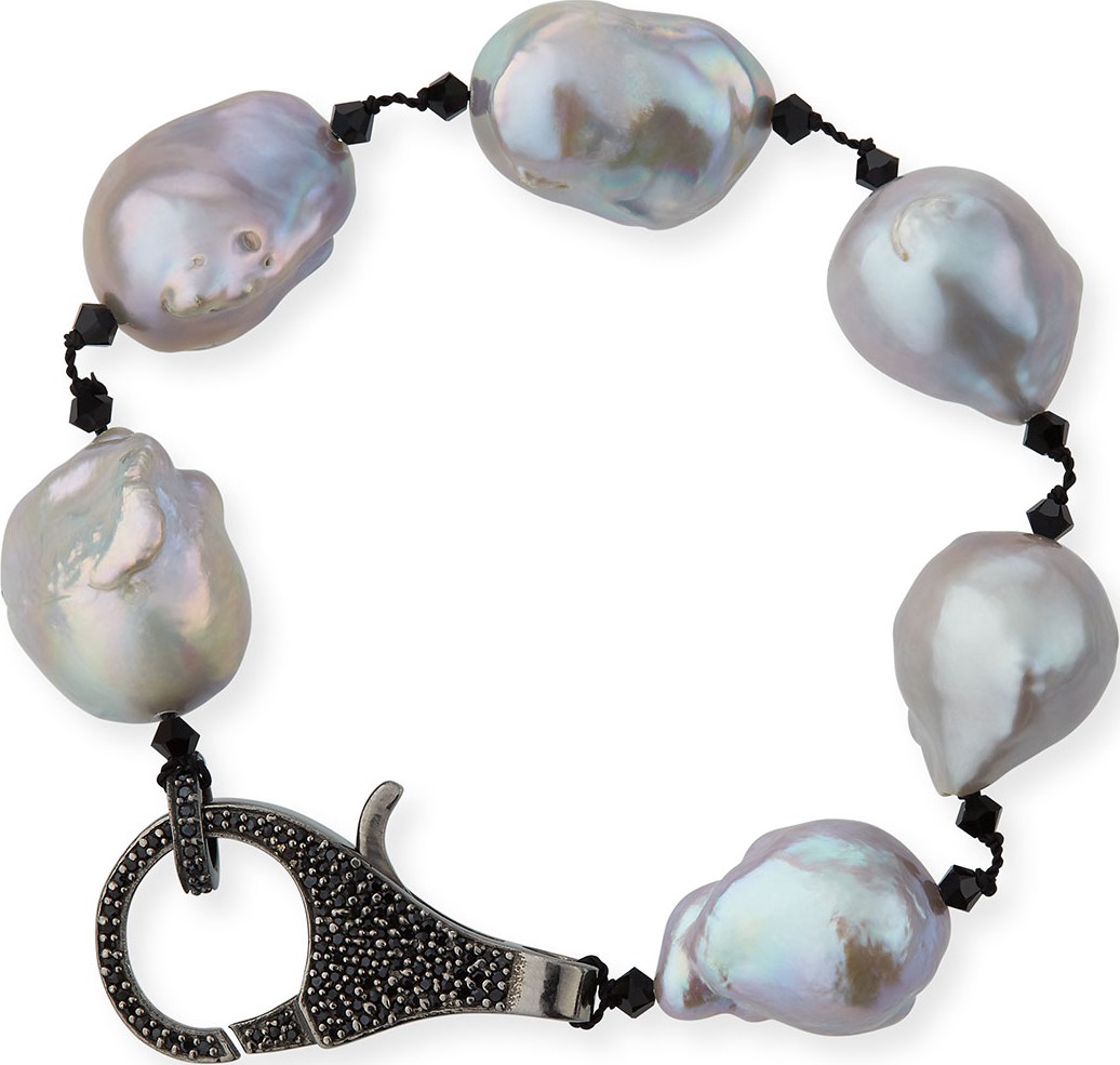 Margo Morrison Peacock Baroque Pearl & Spinel Clasp Bracelet