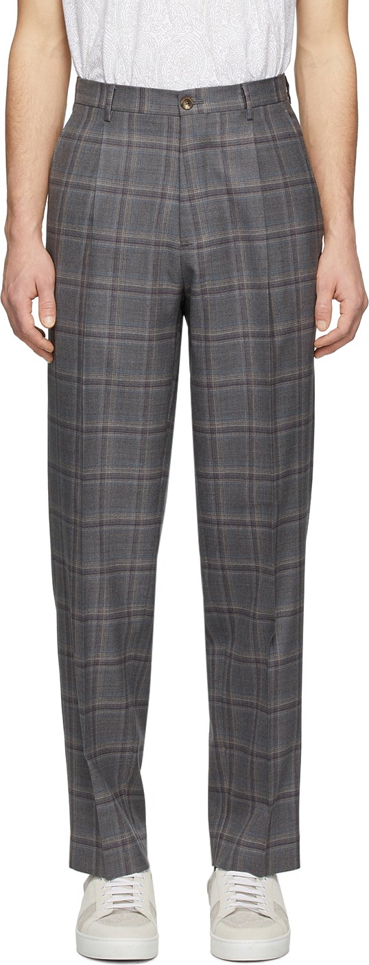 Etro Grey Wool Easy Fit Trousers