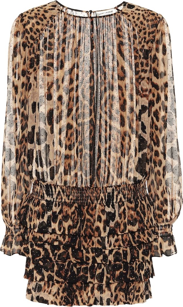 Saint Laurent Embellished silk minidress