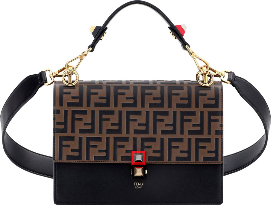 Fendi Kan I FF Embossed Shoulder Bag
