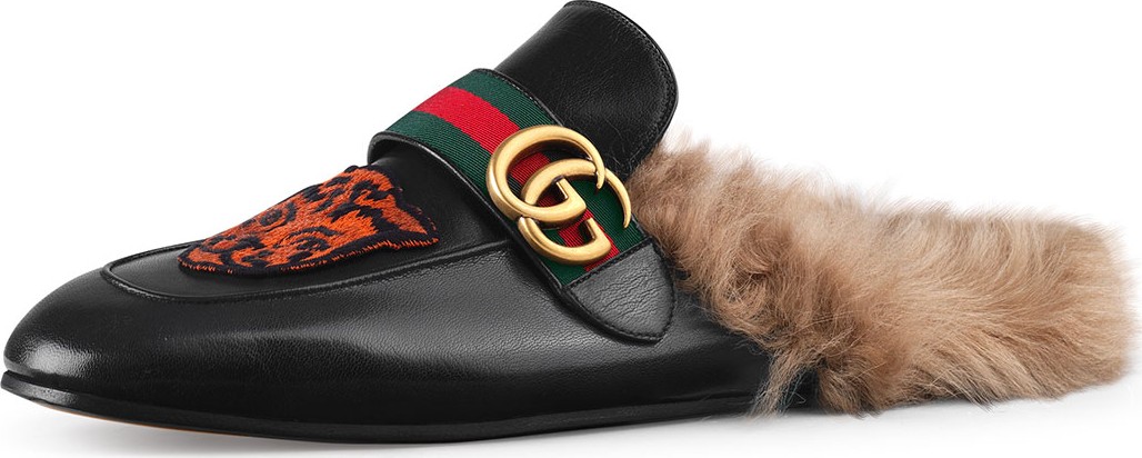 Gucci Princetown Embroidered Slipper with Double G