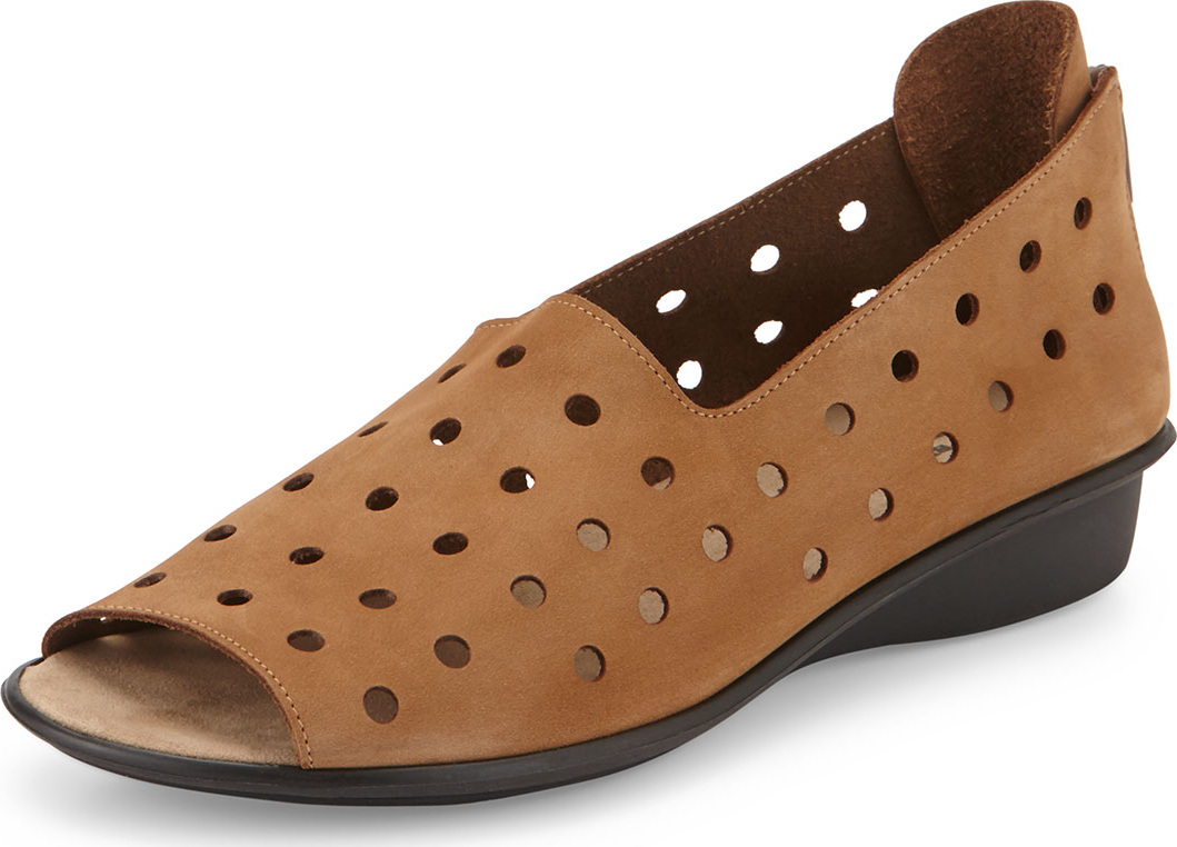 Sesto Meucci Edwina Perforated Open-Toe Slip-On, Camel