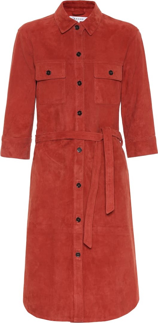 FRAME DENIM Military suede shirt dress