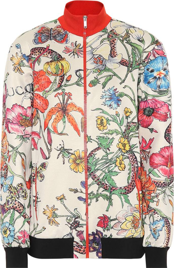Gucci Printed silk bomber jacket