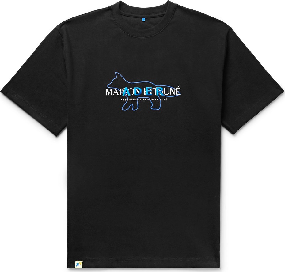 Maison Kitsune + ADER error Oversized Logo-Embroidered Printed Cotton-Jersey T-Shirt