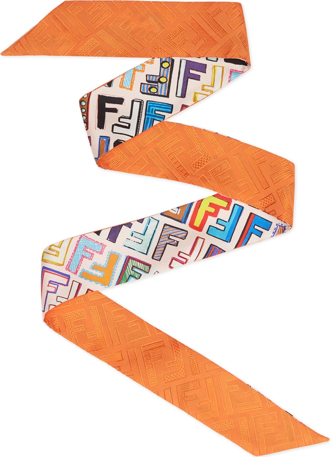 Fendi Logo Fun Fair Silk Skinny Scarf