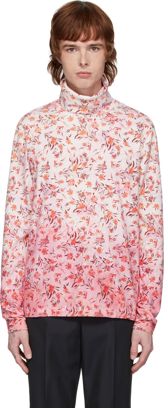 Acne Studios Pink Floral Emilio Turtleneck