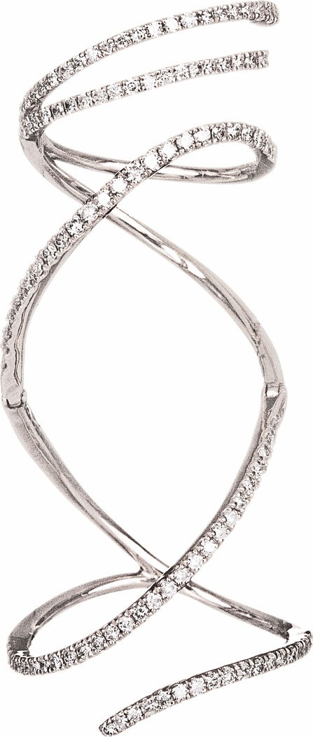 Graziela Gems 18k White Gold Diamond Mega Swirl Ring, Size 7