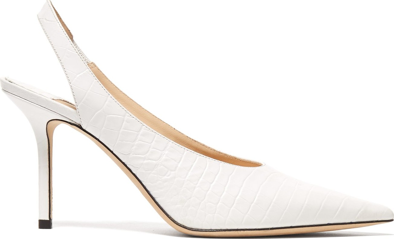 Jimmy Choo Ivy 85 crocodile-embossed leather slingback pumps