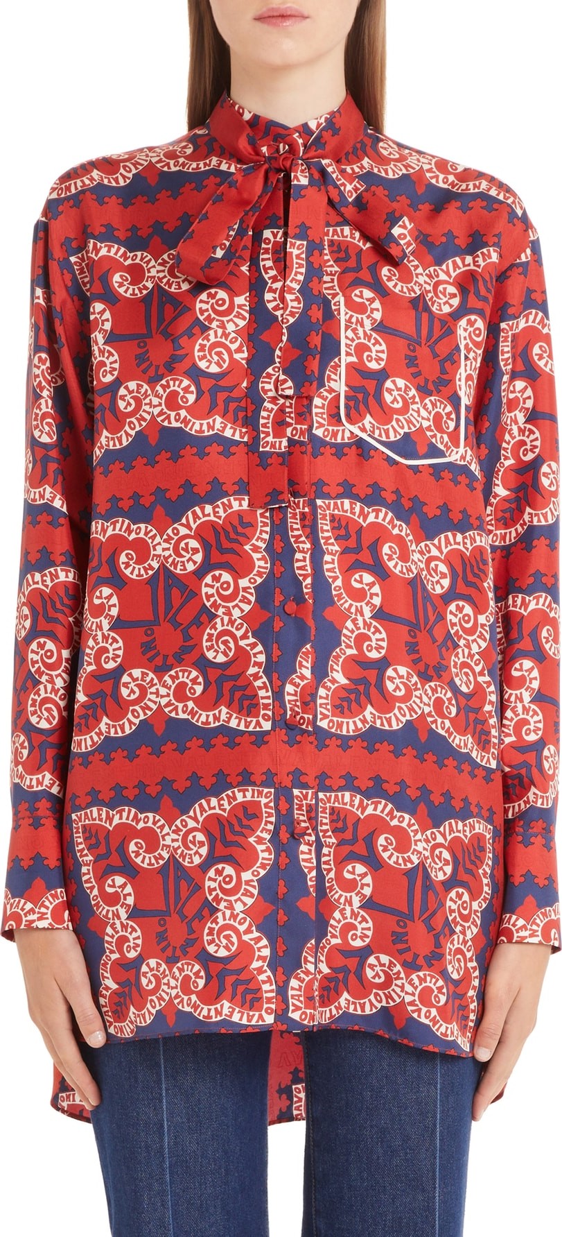 Valentino Bandana Print Silk Twill Blouse