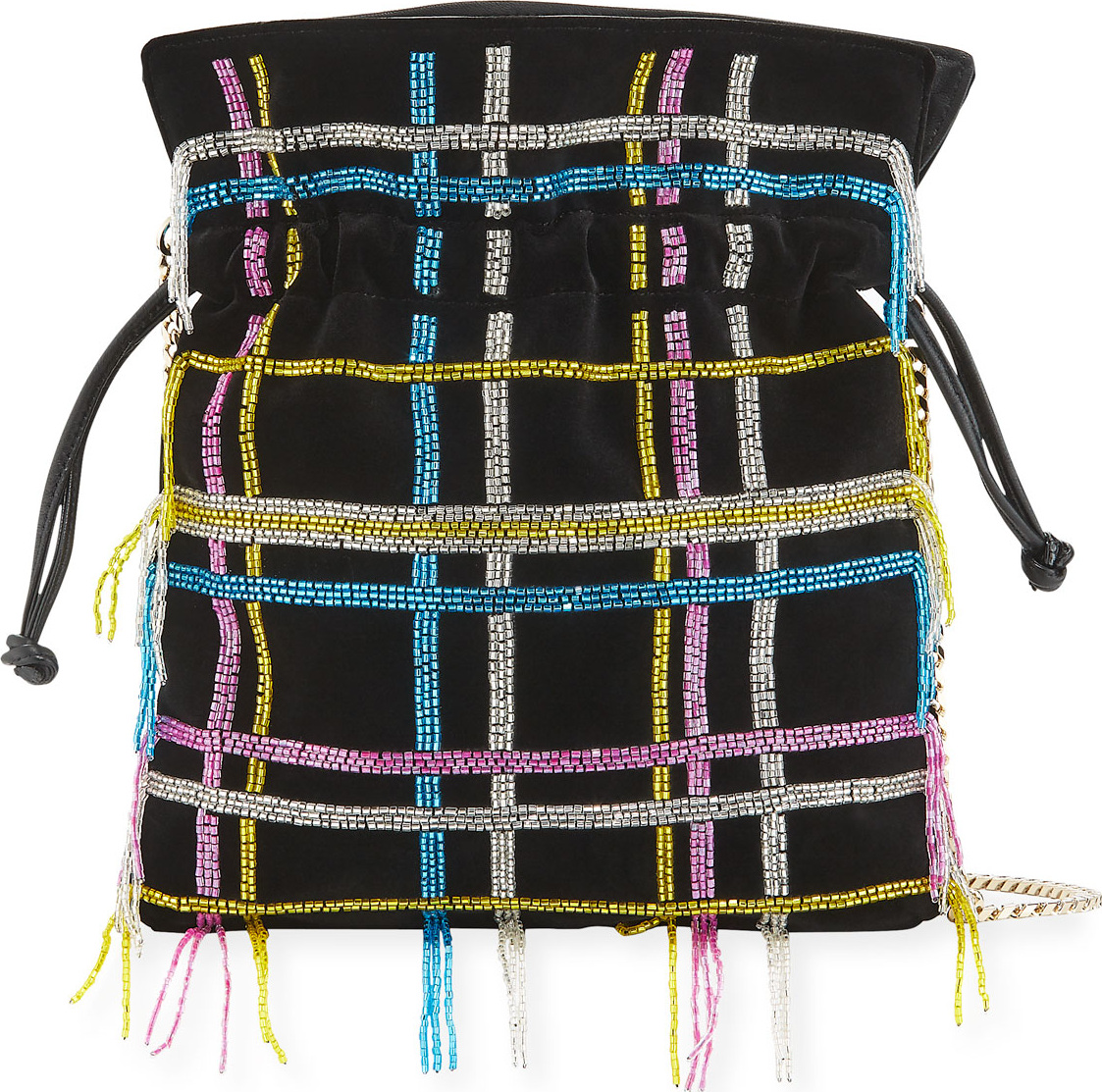 Les Petits Joueurs Trilly Disco Tartan Velvet Crossbody Bag