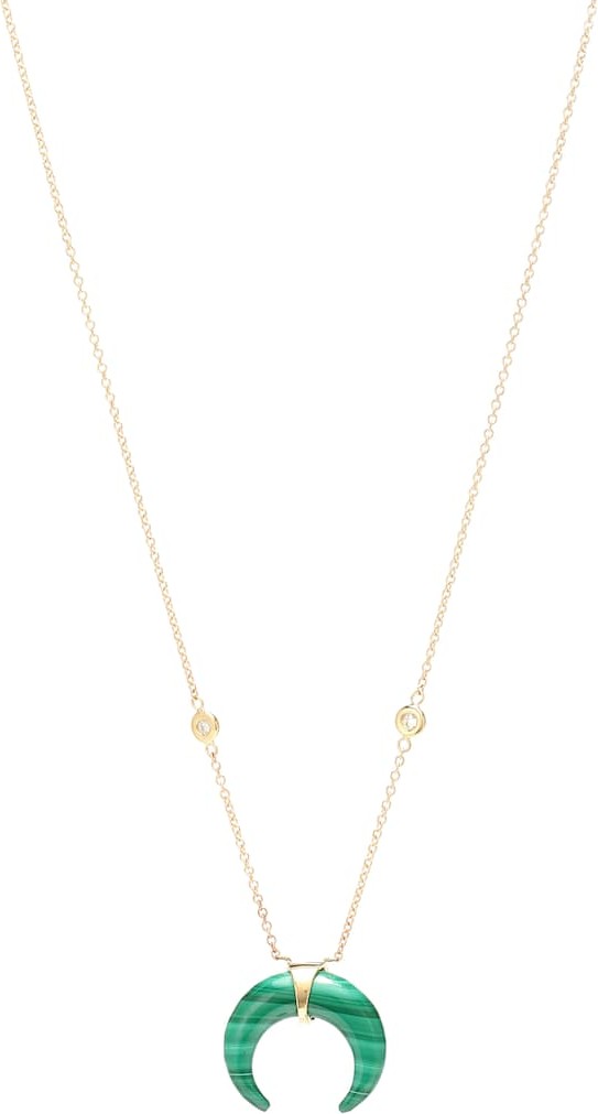 Jacquie Aiche Double Horn 14kt gold and malachite necklace