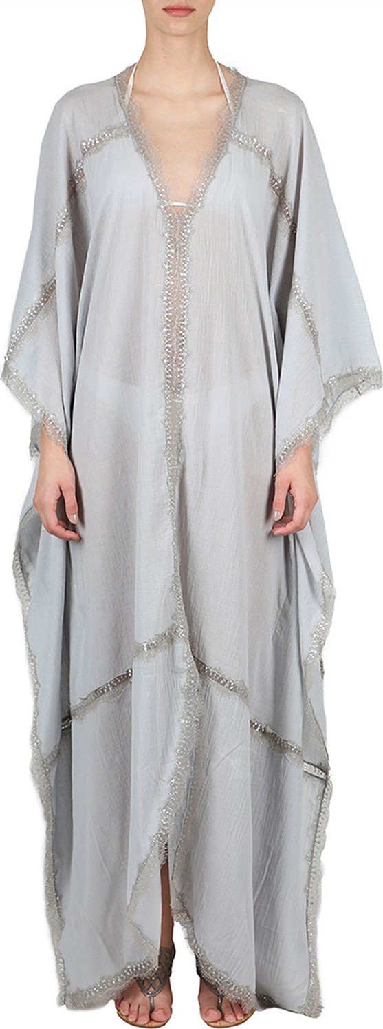 Flora Bella Sonder V-Neck Long Kaftan w/ Lace